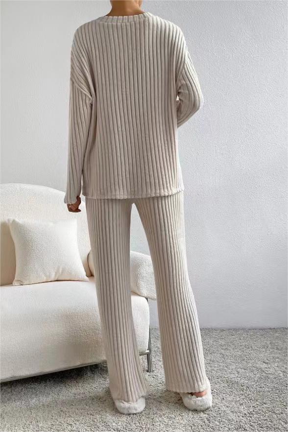 Women's Ribbed Pajamas Suit-X5D0012