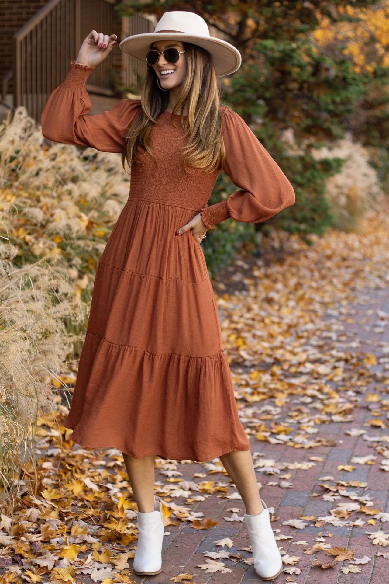 Women's Long Sleeve Dress-X5D0024